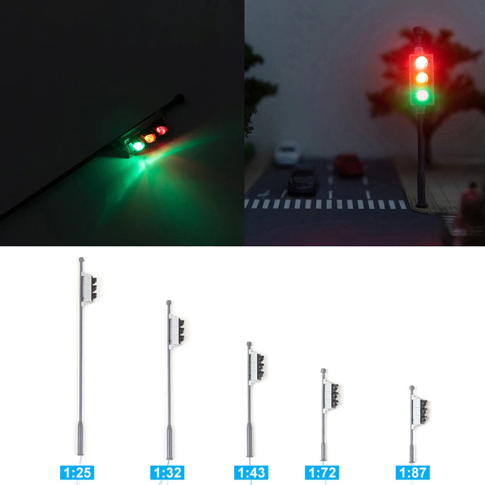 

Model Railway Traffic Signal Block Signal Lights 3-Light Block Signal Green/Red/Yellow HO Scale 1:87 Led Lamps