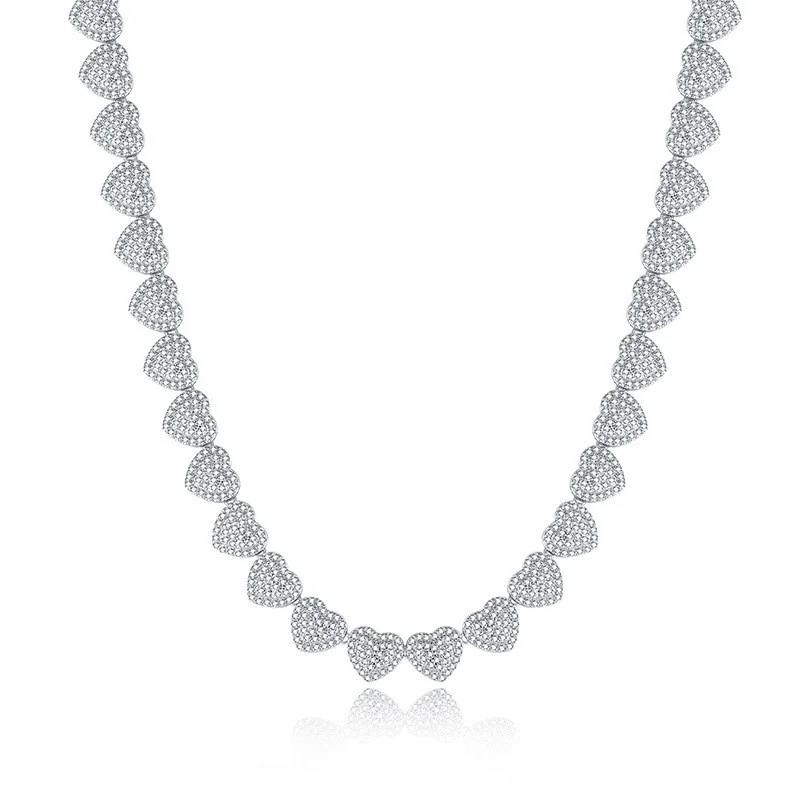 

ZFSILVER модное серебро 925 пробы цвет D белый муассанит дизайн ряд ожерелье в форме сердца для подвесок женские вечерние ювелирные изделия подарок N20335