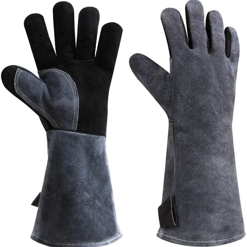 932 Leather Welding Gloves Grill BBQ Glove for Tig Welder/Grilling/Barbecue/Oven/Fireplace/Wood Stove Long Sleeve Insulated