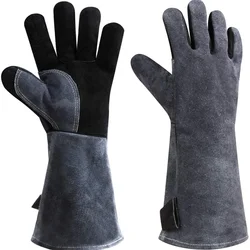 932 Leather Welding Gloves Grill BBQ Glove for Tig Welder/Grilling/Barbecue/Oven/Fireplace/Wood Stove Long Sleeve Insulated