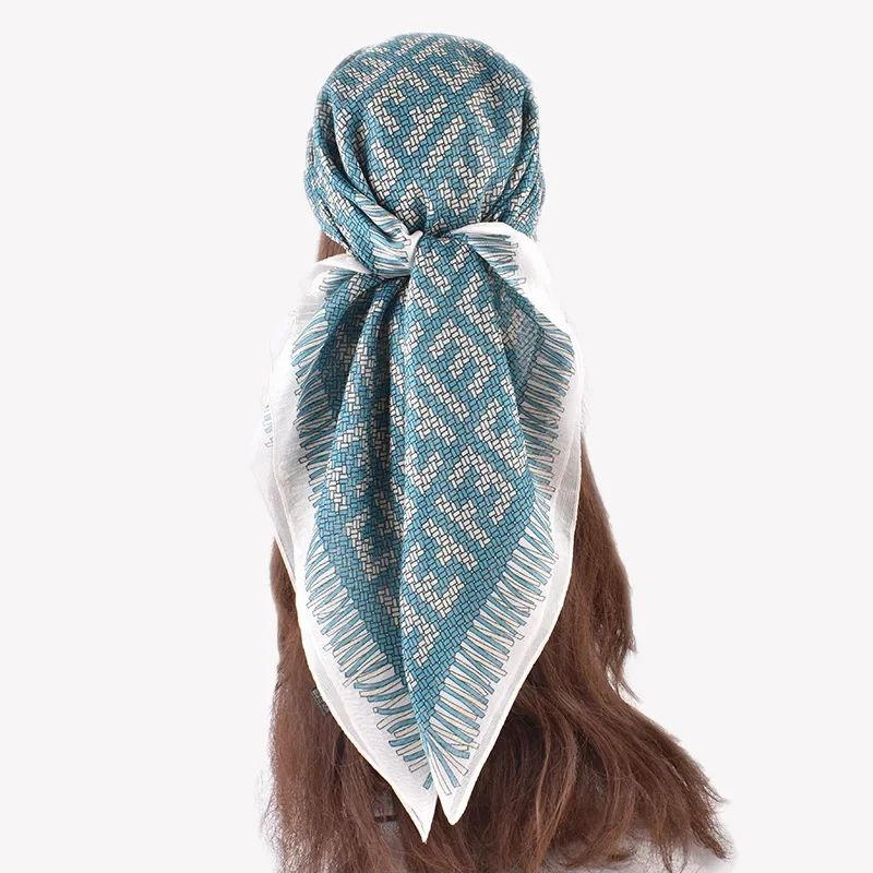 Fashionable and Versatile New Korean Style Simple Checkered Printed Light Luxury Silk Scarf Square Scarf view 2