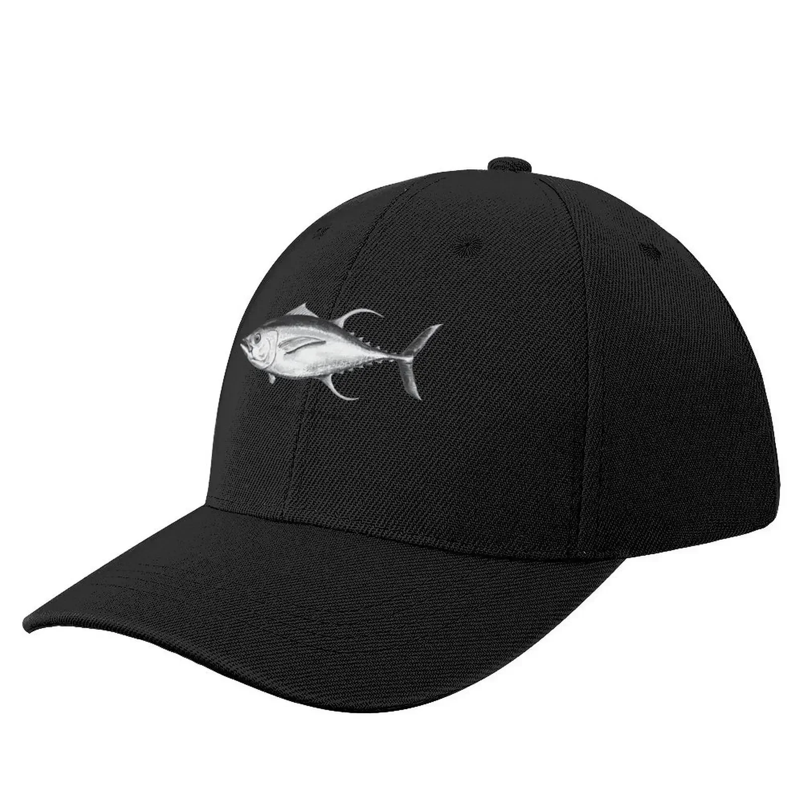 Yellowfin Tuna -Black + White Detailed Watercolor Fish Illustration Baseball Cap Thermal Visor Fashion Beach Woman Men's