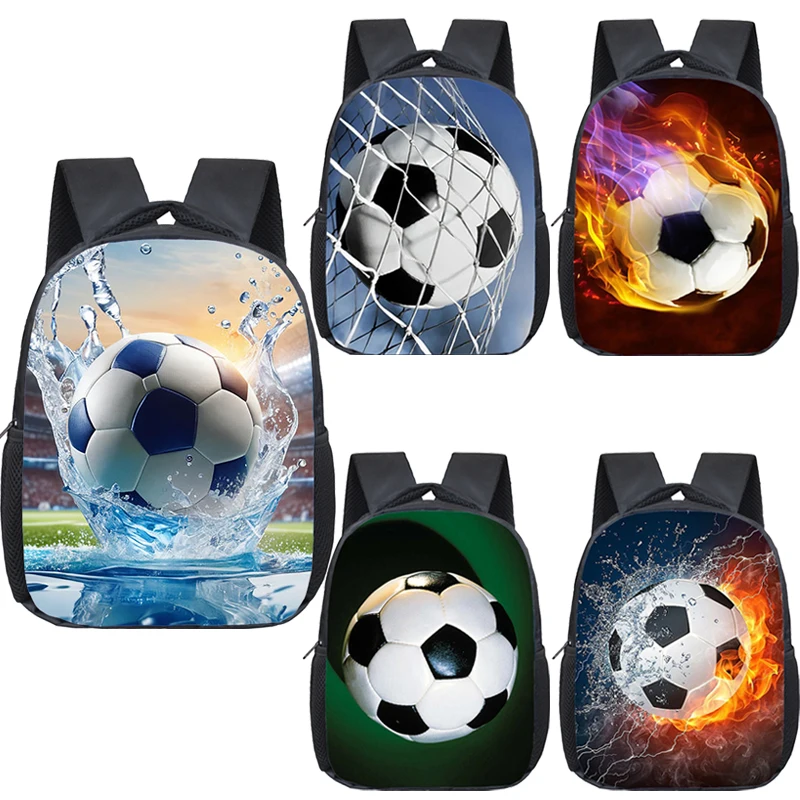 

Cool Soccer with Fire Print Backpack Football Sport Rucksack Children School Bags for Preschool Boys Girls Outdoor Bookbag Kids