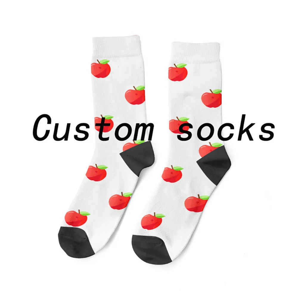 Personalized and interesting cartoon apple stockings, personal custom avatar printing socks, DIY design neutral socks