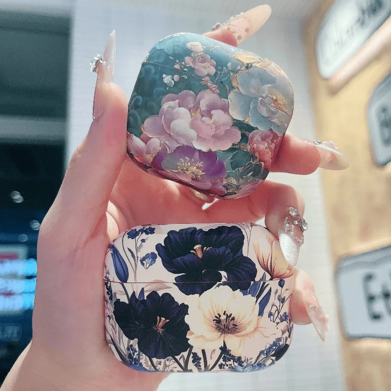 

Wireless Bluetooth Case for AirPods Pro3 2025 Pro2 1 2 3 4 Frosted Lotus Flower Pattern Earphone Cover Protective Sleeve Funda