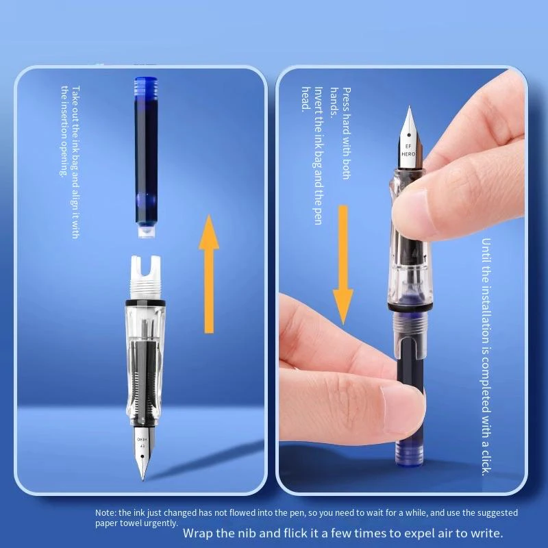 Hero Quick-Dry Ink Cartridges (Barrel Pack) - No Smear for Kids, Fast-Drying School Supplies