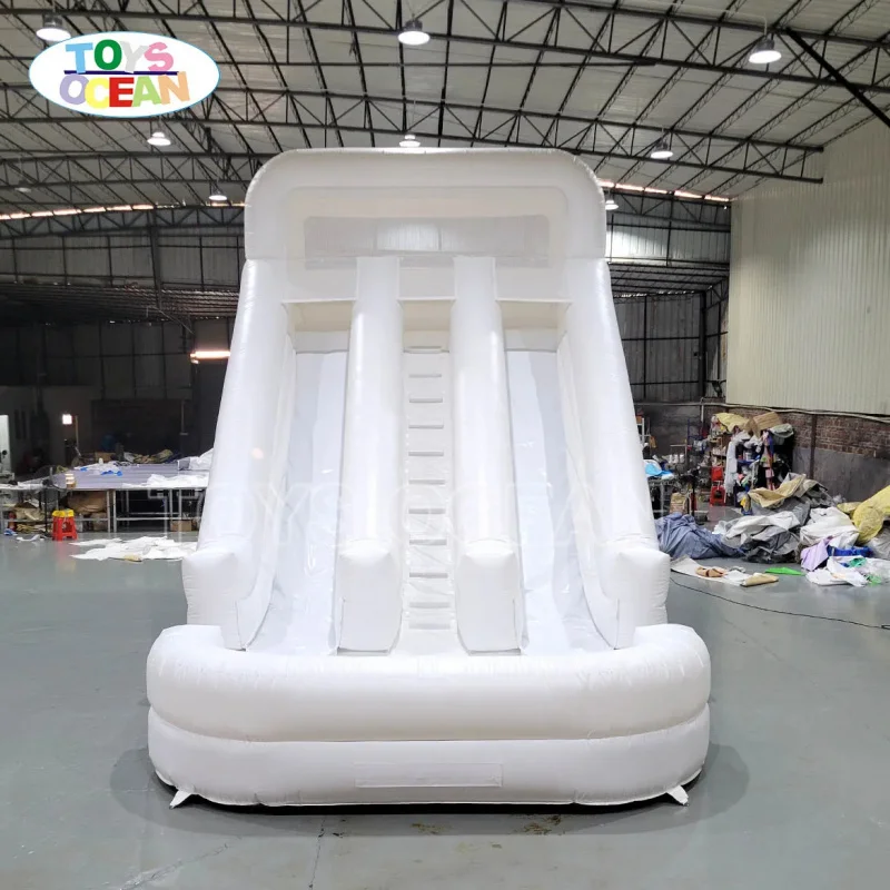 Large Double Slide Commercial Inflatable Water Slide Pool Solid White PVC for Adults and Kids Outdoor Type