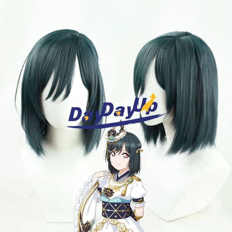 

Lovelive Mifune Shioriko косплей парик короткие темно-зеленые термостойкие синтетические волосы костюм на Хэллоуин ролевые игры вечерние + парик шапочка