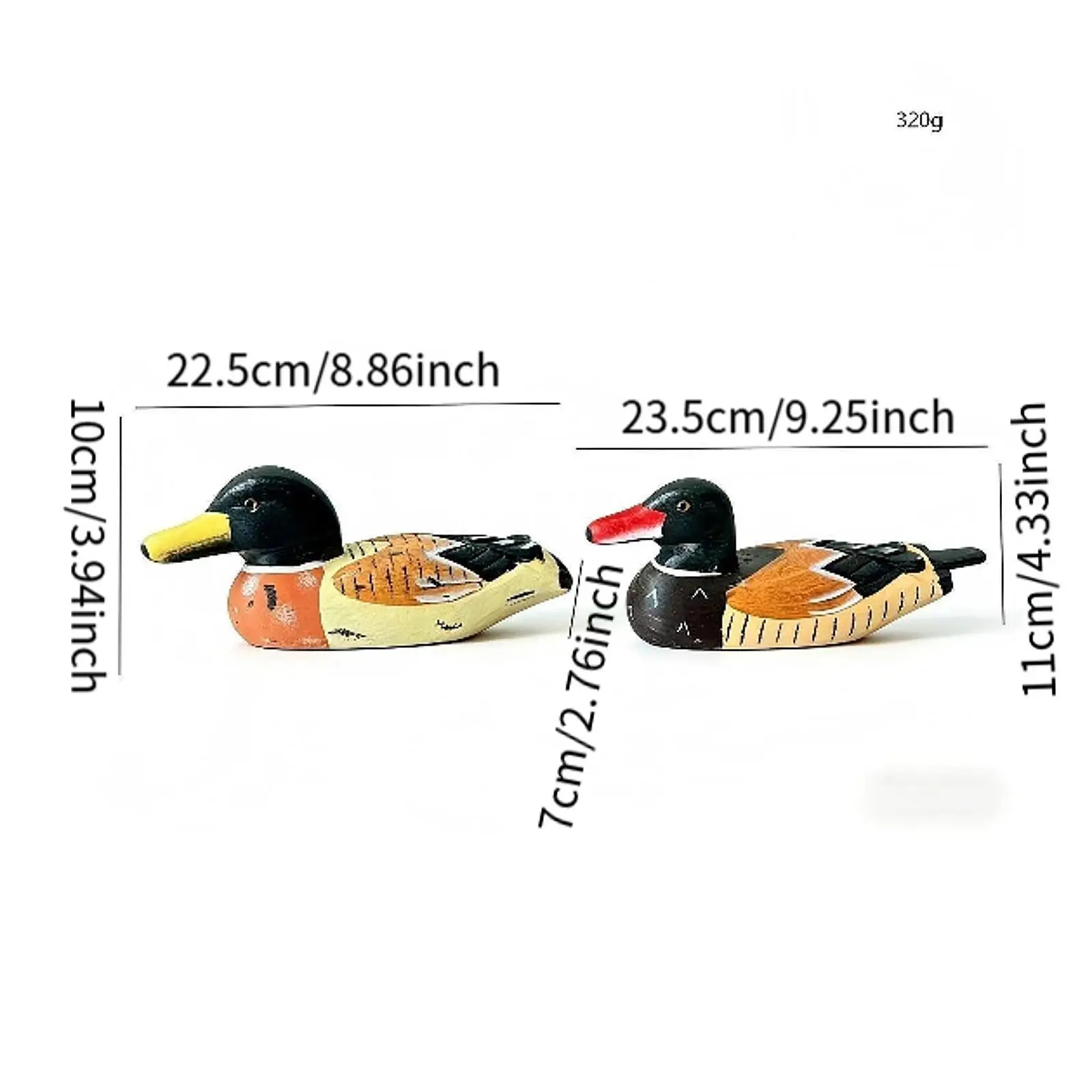 Handpainted Wooden Duck Statue Pair Modern Animal Figure Bird Decoration for Home Garden Pond