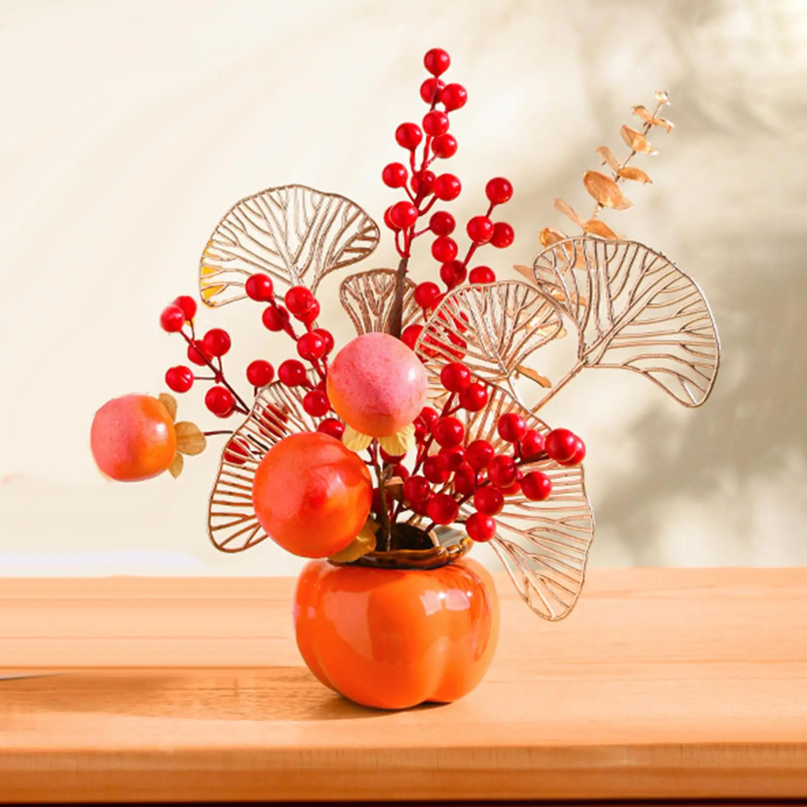 

Persimmon Flower Vase Ceramic Art Craft Ornament for Office Cabinet Bedroom