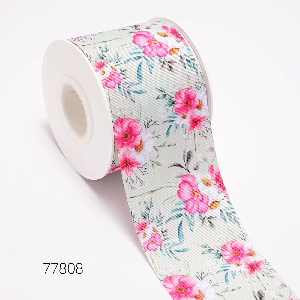 5 Yards Flower Printed Grosgrain Satin Ribbons For Bows DIY Craft Decoration Packaging Supplies. 77534