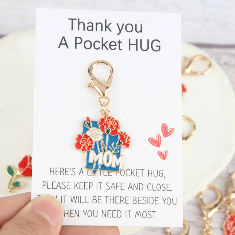 7/14pcs 2dMother's Day Series Keychain Set Pocket hug card with thanks Decorate clothes Bag Phone case For ladies Mom Mother's D
