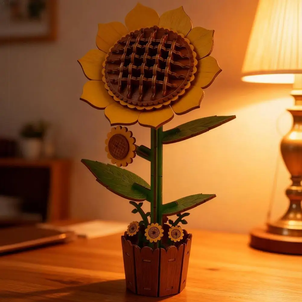 

3D деревянные пазлы для взрослых, деревянные цветочные головоломки своими руками, наборы для рукоделия для взрослых, домашний декор для женщин, подарок-подсолнух