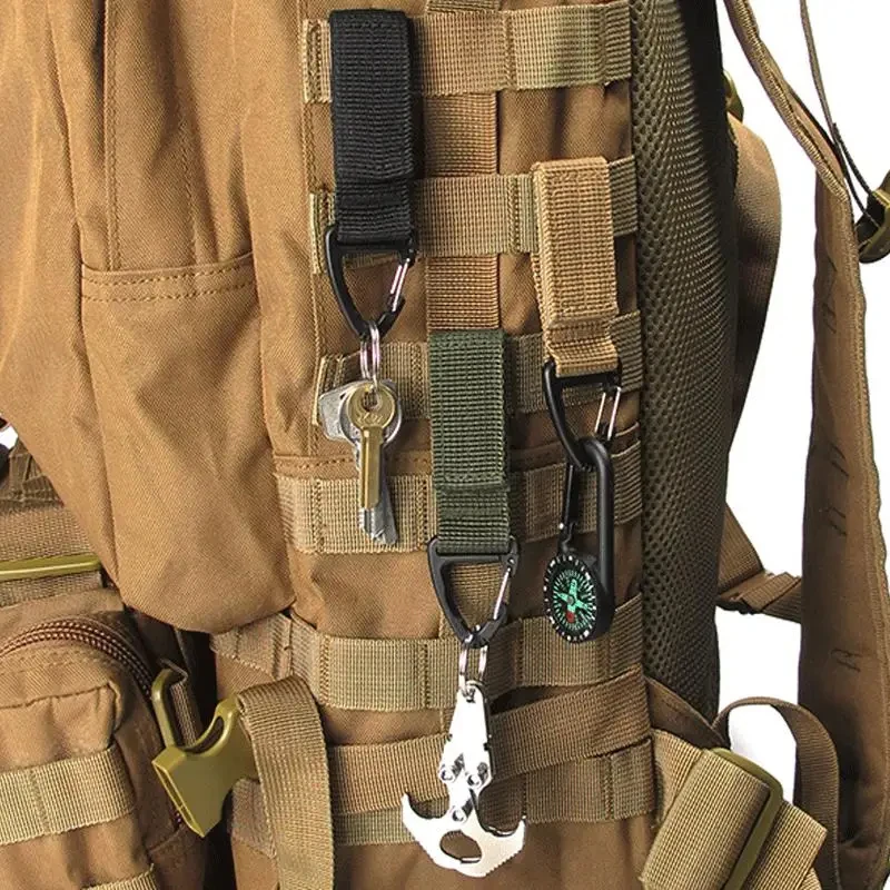 1/2/3/4Pcs Outdoor Tactical Nylon Webbing Backpack Hanging Buckle Keychain Gadgets Snap Olecranon Hook  Multifunction Tool