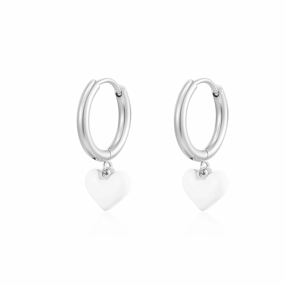 Stainless Steel Round Cricle Love Heart Fashion Trend Hoop Earrings Jewelry Gift For Women