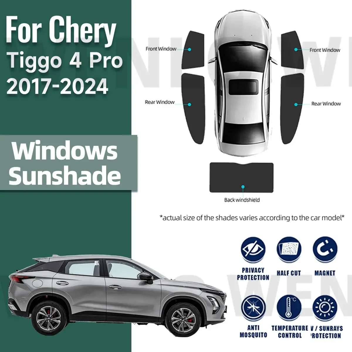 

For Chery Tiggo 4 Pro 2017-2024 Rear Side Window Sun Shade Visor Car Sunshade Accessories Front Windshield Mesh Vehicle Curtain