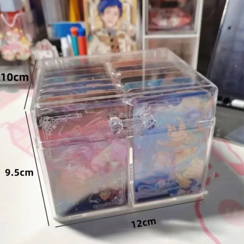 Transparent Acrylic Card Storage Box Holds 400 Postcards 12x10.5cm Display Card Case With 2 Compartments For Postcard/Photos