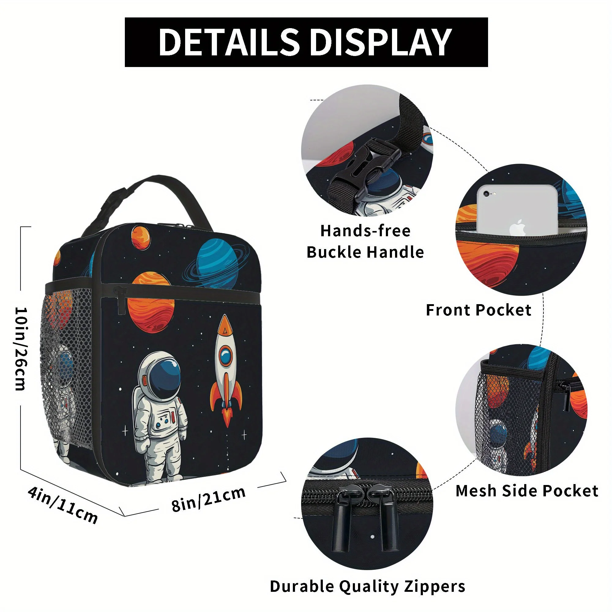 1pc an Insulated Thermal Bag Featuring Astronauts, Rockets, And Planets, Designed for Space Exploration. It Is Not Intended for
