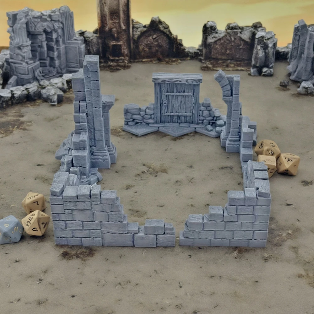 

Gothic Church Ruin Chapel Ruins Set For DND Wargaming Terrain Scenery Building Unpainted Miniature Building
