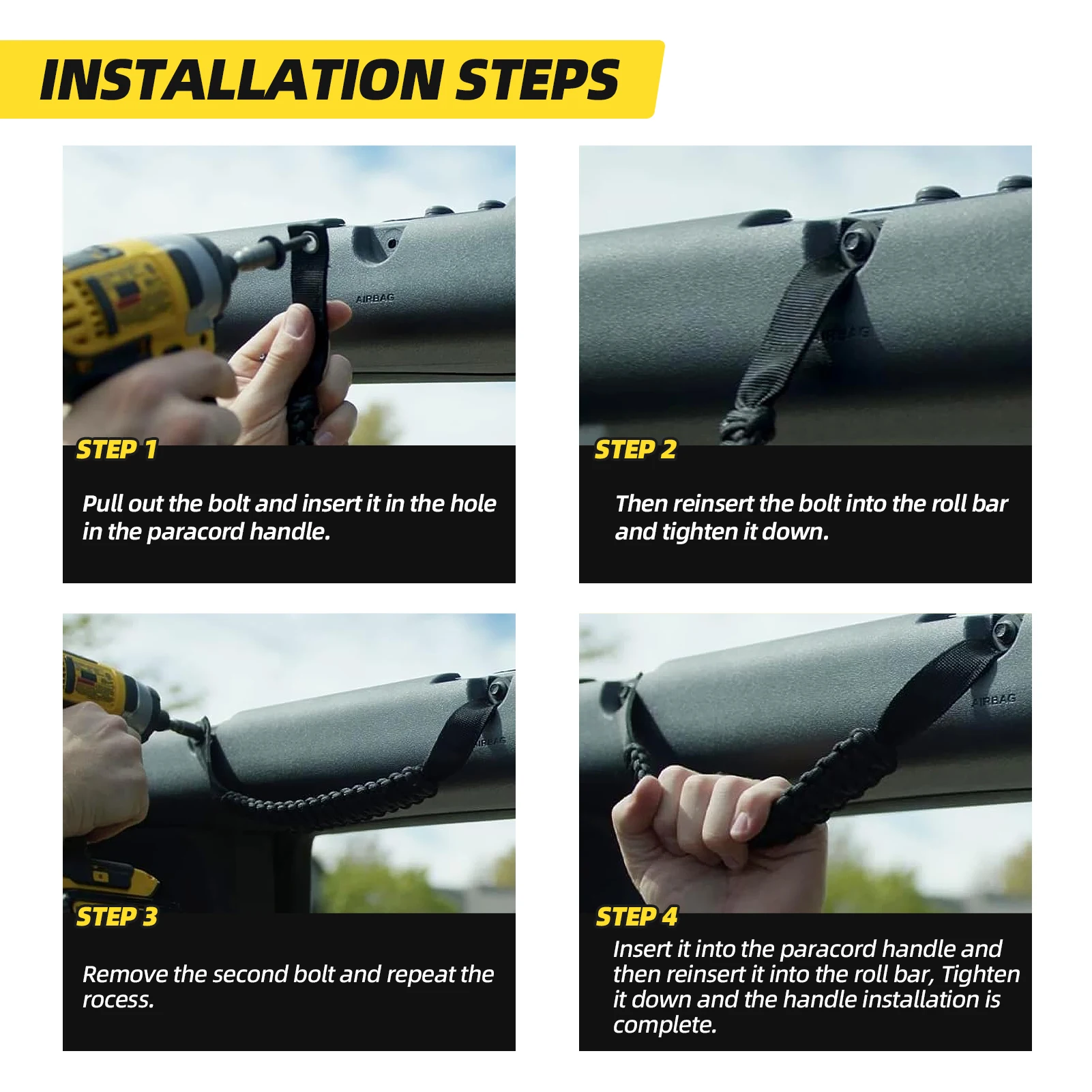 MUGE-مقبض سقف السيارة حبل المقبض عمود لف المقبض لفورد برونكو 2021-2024 الملحقات الداخلية BAG107