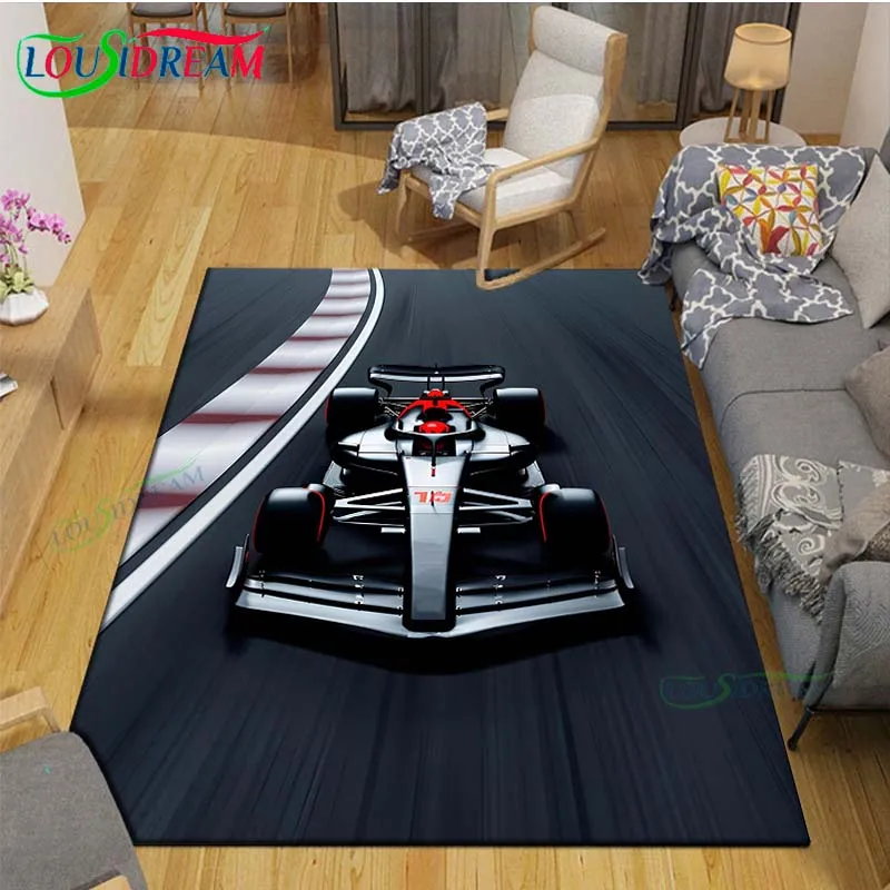 

3D Fashion Racing Car Decor Carpet for Outdoor Balcony Garden Coffee Table Bedroom Area Rugs Kitchen Un-slip Floor Mat Gift