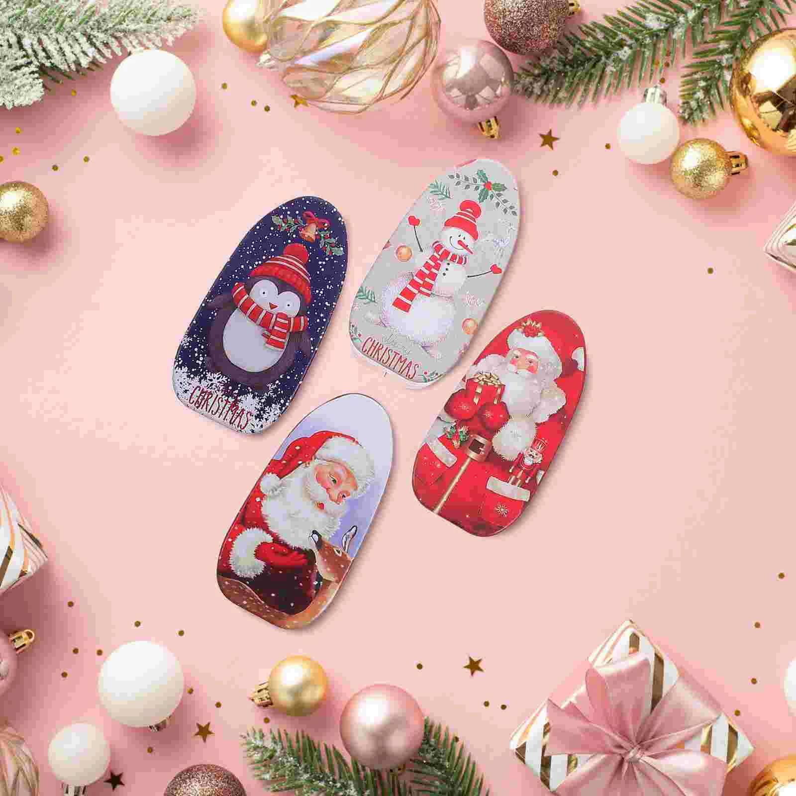 12 Pcs Candy Jar Christmas Tin Box Metal Cookie Tins Canisters Holiday Treat Containers Winter Mailbox