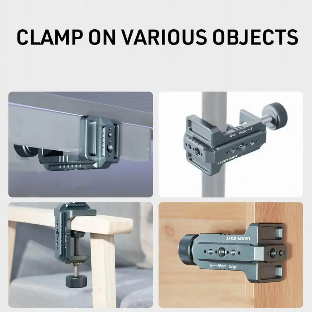 LEAPLIGHT Fotograficzny zacisk typu C z otworami NATO 1/4" i 3/8" do studia fotograficznego, wideo, DSLR, kamer, mocowanie do biurka, stołu, zaciski do biurka — zdjęcie produktu 5