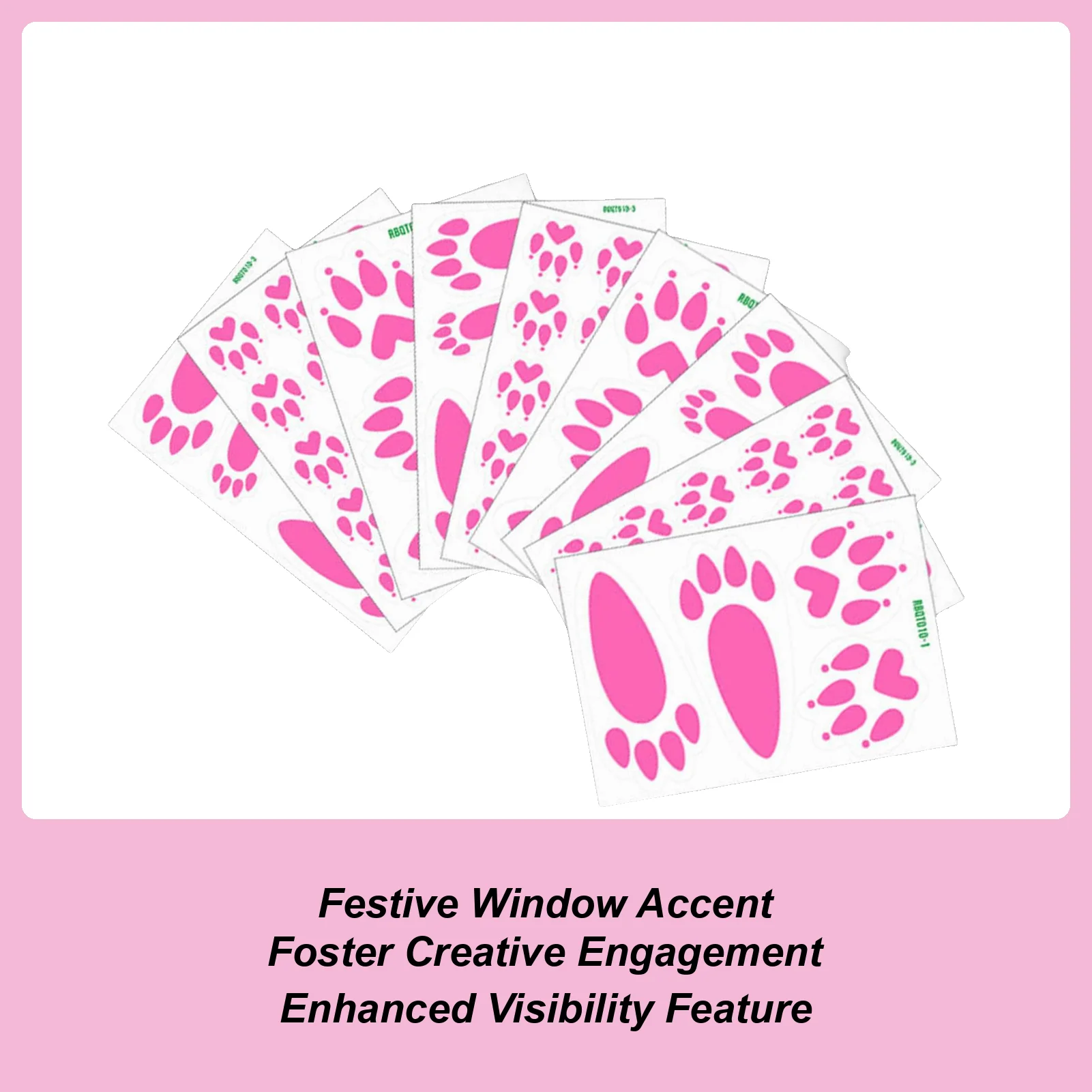 Easter Footprints 9 Pieces Cute DIY Self Adhesive PVC Clings Bunny Feet Print Floor Decal Clings For Glass Mirror Window