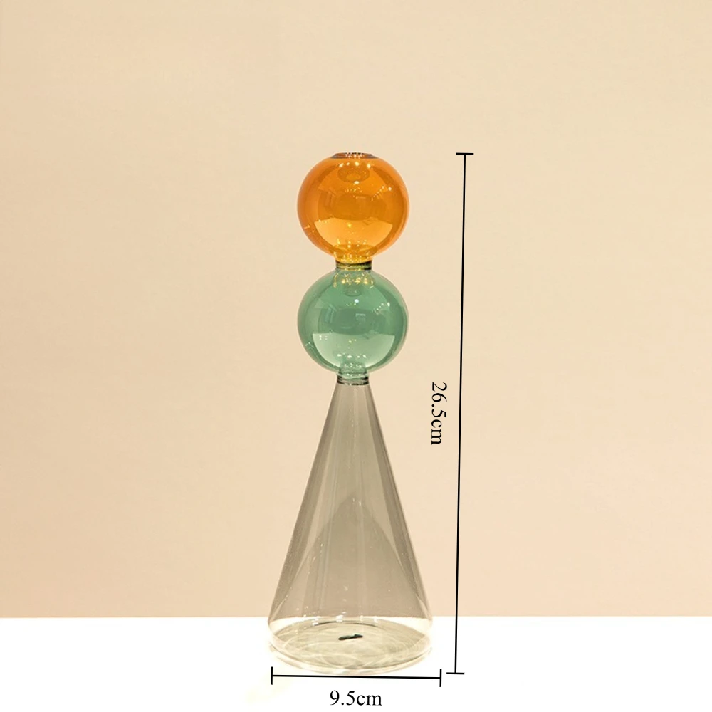 Modern Color‑Block Stacked Sphere Glass Vase Abstract Art Bubble Floral Vases Table Centerpieces for Home Living Room Decor