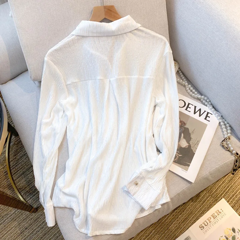 2024 Autumn Women Shirts Korean Fashion Loose Long Sleeve Lady Blouse  Solid Color Plus Size Female Tops Casual Blause KN524