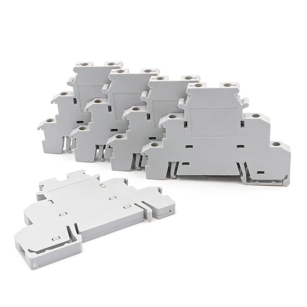 

10Pcs DIKD 1.5 Triple Level DIN Rail Terminal Block Screw Connection Sensor Actuator Electrical Wire Conductor