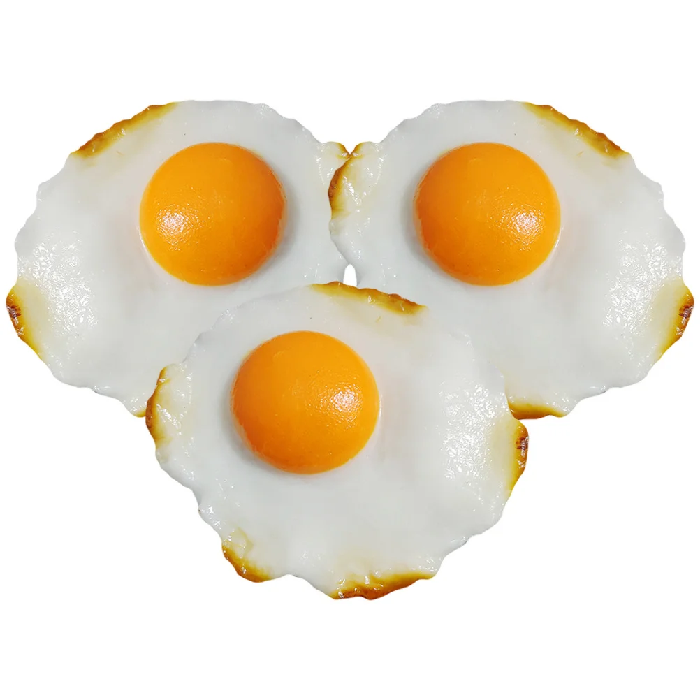 3 Pcs Toy Simulated Omelette Model Real Looking Fake Fried Egg Kitchen Artificial Prop Decorate Restaurant