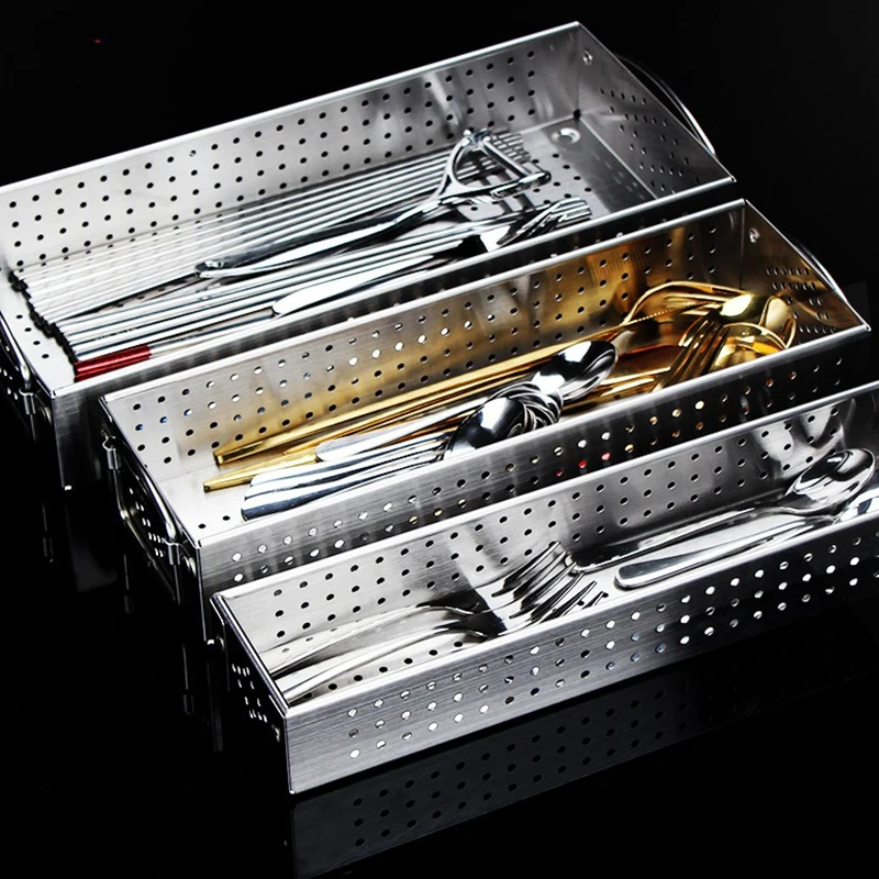 Boîte à couverts en acier inoxydable 304, porte-baguettes, égouttoir de vaisselle de cuisine, baguettes domestiques cuillère couteau fourchette boîte de rangement