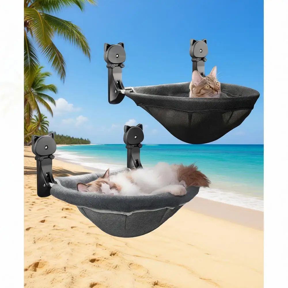 

Вельветовый гамак для кошек на окно с вогнутым дизайном, дышащий и устойчивый, выдерживает до 18 кг