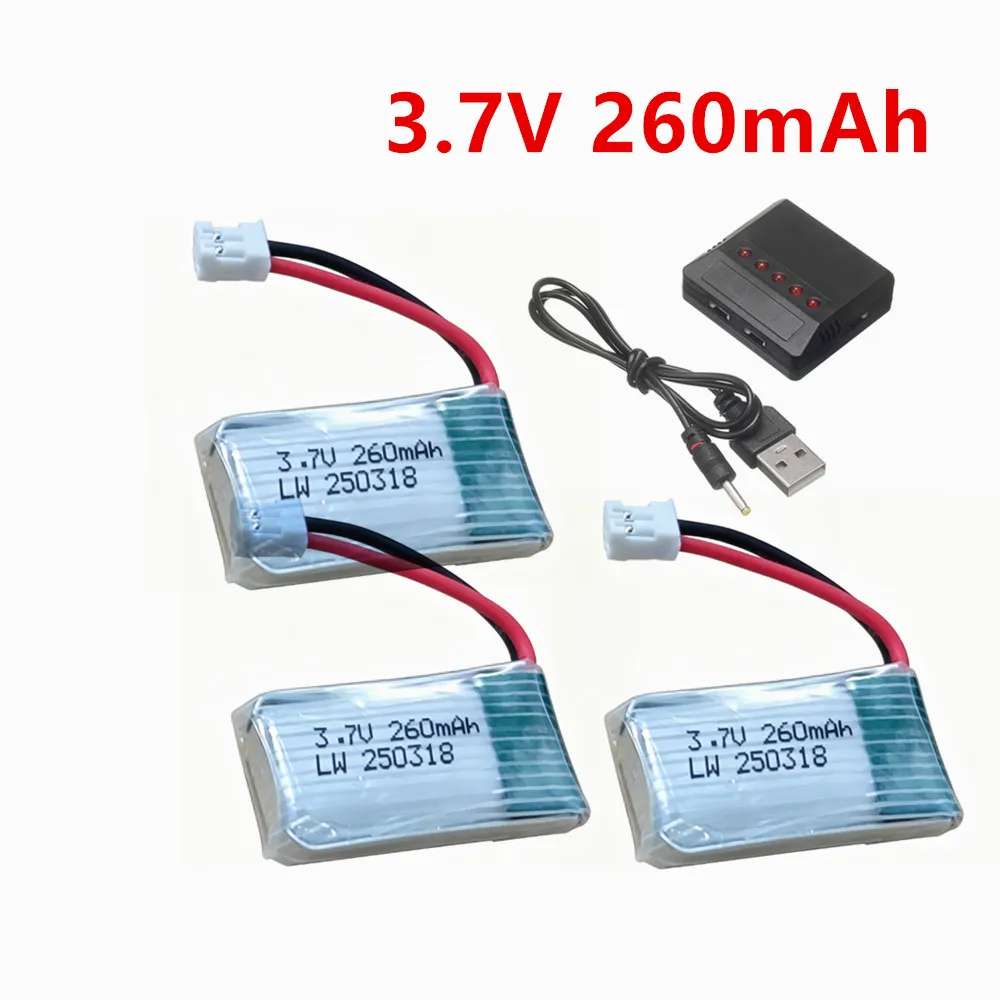 Battery For JJRC H36 3.7V 260mAh Lipo Battery For E010 E011 E012 E013 Furibee F36 RC Quadcopter Drone Parts 3.7v 751732 Bateria