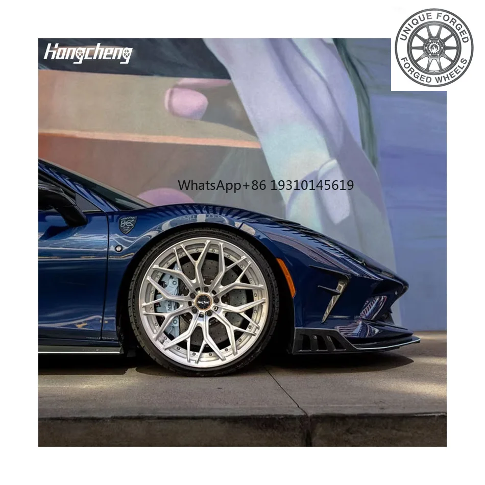 Rines de Fibra de Carbono 26sytle de 18, 19, 20, 21, 22, 23 y 24 Pulgadas, 5x114.3, 5X120, 5X130, Rines Forjados de 2 Piezas para Mercedes y Corvette