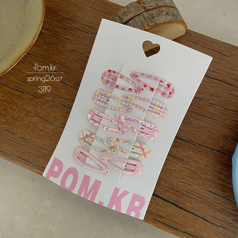 

Набор из 10 заколок для волос для девочек: милые заколки-крабики 3 см с принтом в клетку, в форме капли, для челки и боковых прядей