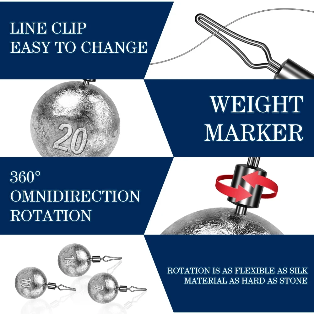 10 قطعة/الوحدة أوزان الصيد الغطاسون 3.5 جرام-5 جرام-7 جرام-10 جرام-14 جرام-20 جرام موصلات مستديرة معدات صيد الأسماك معالجة الملحقات