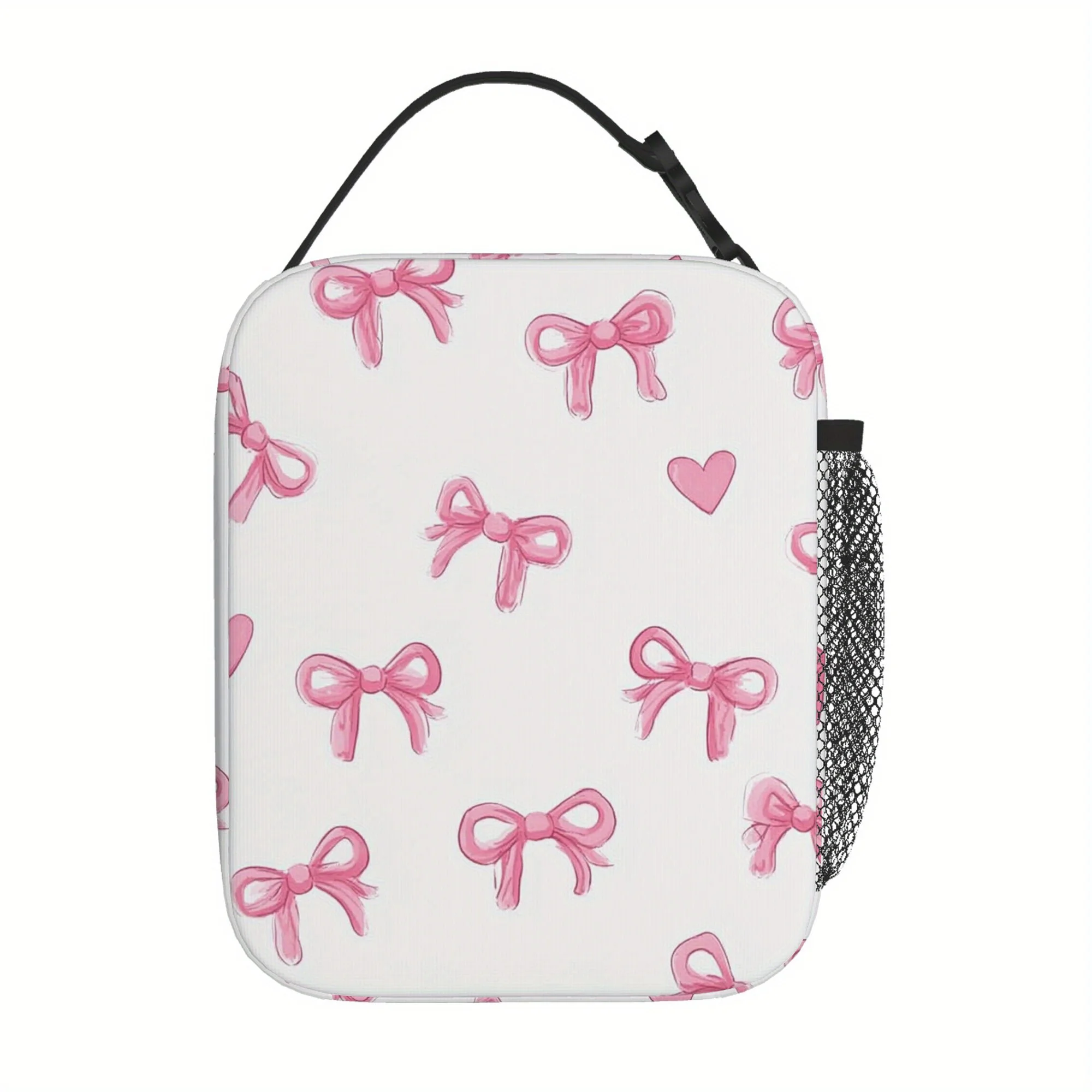 1pc,  Bow and Heart Pattern Printed Thermal Bag, Insulated Bag, Not for Food Contact, Suitable for Home, Restaurant, Office, Uni