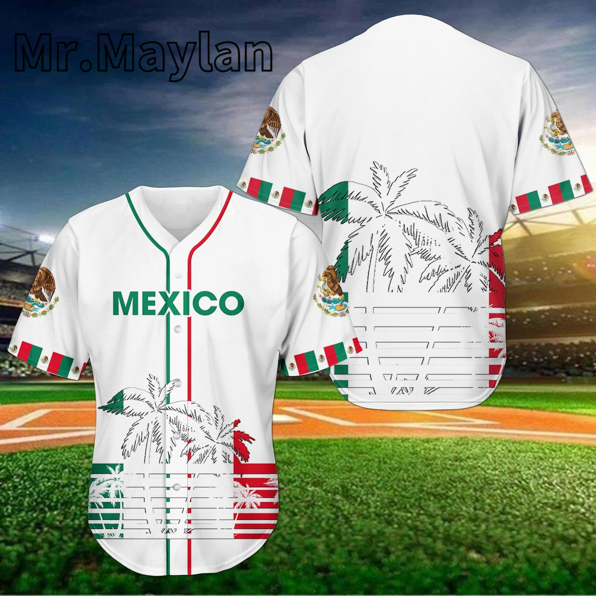 

World Baseball Mexico 3D Mesh Fiber Baseball Jersey For Man T-Shirt Tops Tee Mens Streetwear Short Sleeve Sport Tracksuits SW-77