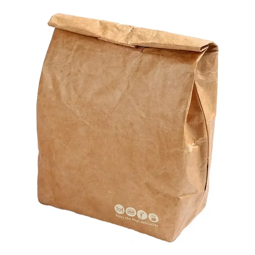 Kraft Paper Collapsible Cold Retention Food Cooler Bag Dust-proof Aluminum Picnic Hiking Thermal Insulated Lunch