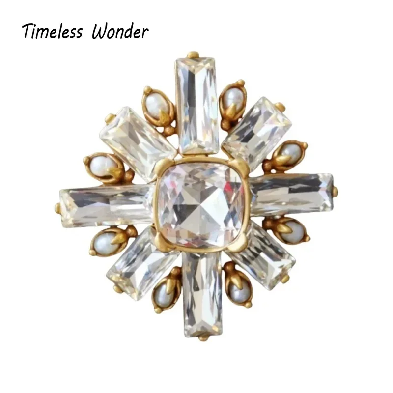 

Timeless Wonder Fancy Zircon Geo Cross Floral Brooch Pins for Women Designer Jewelry Runway Top Luxury Cute Rare Vintage 7523