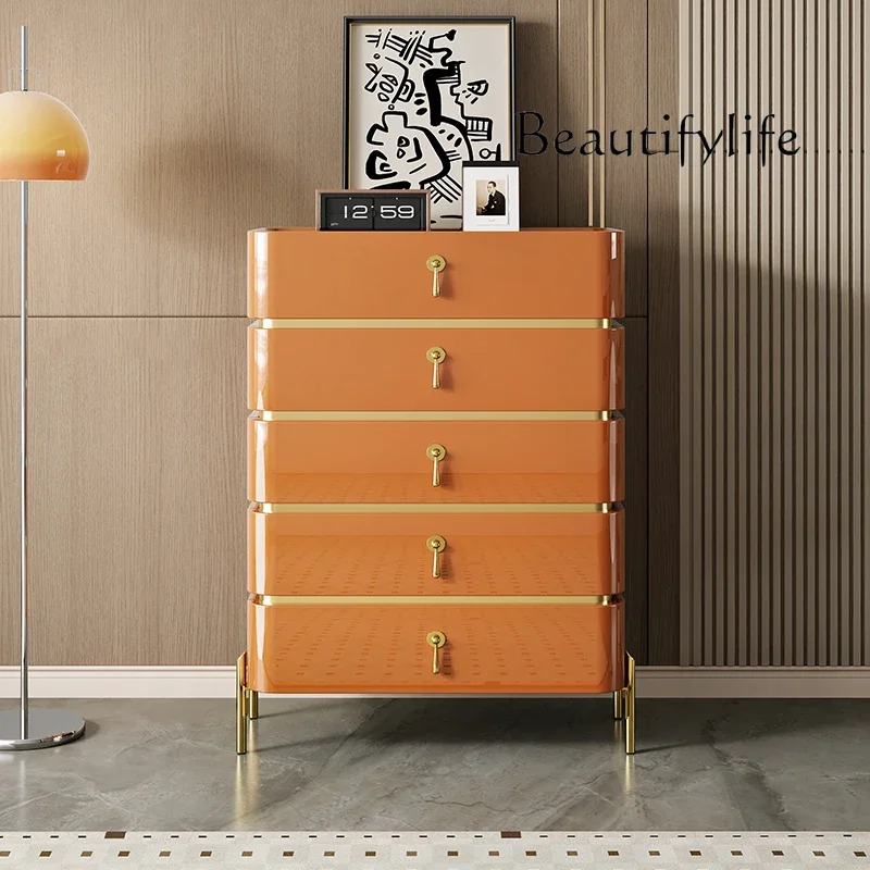 Modern light luxury solid wood chest of drawers, bedroom minimalist bedside eight-bucket cabinet, living room storage