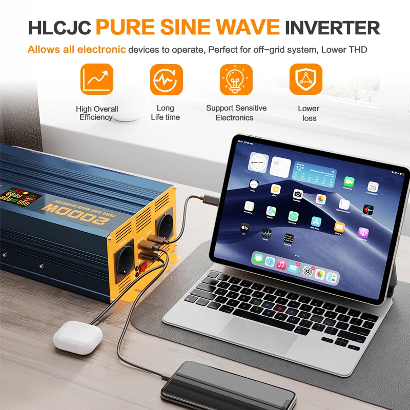 Home Solar Energy System 2000w 12v To 110v 220v Pure Sine Wave Car Inverter 4000w 5000w Power Inverter
