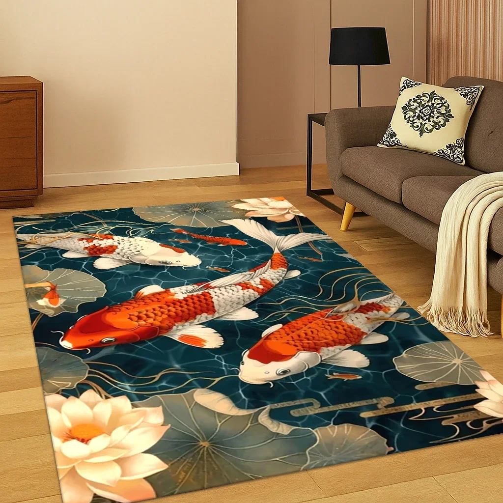 

3D Tai Chi Yin Yang Koi Fish Area Rug, нескользящий напольный коврик для гостиной и спальни, ковер Nature Balance — домашний декор