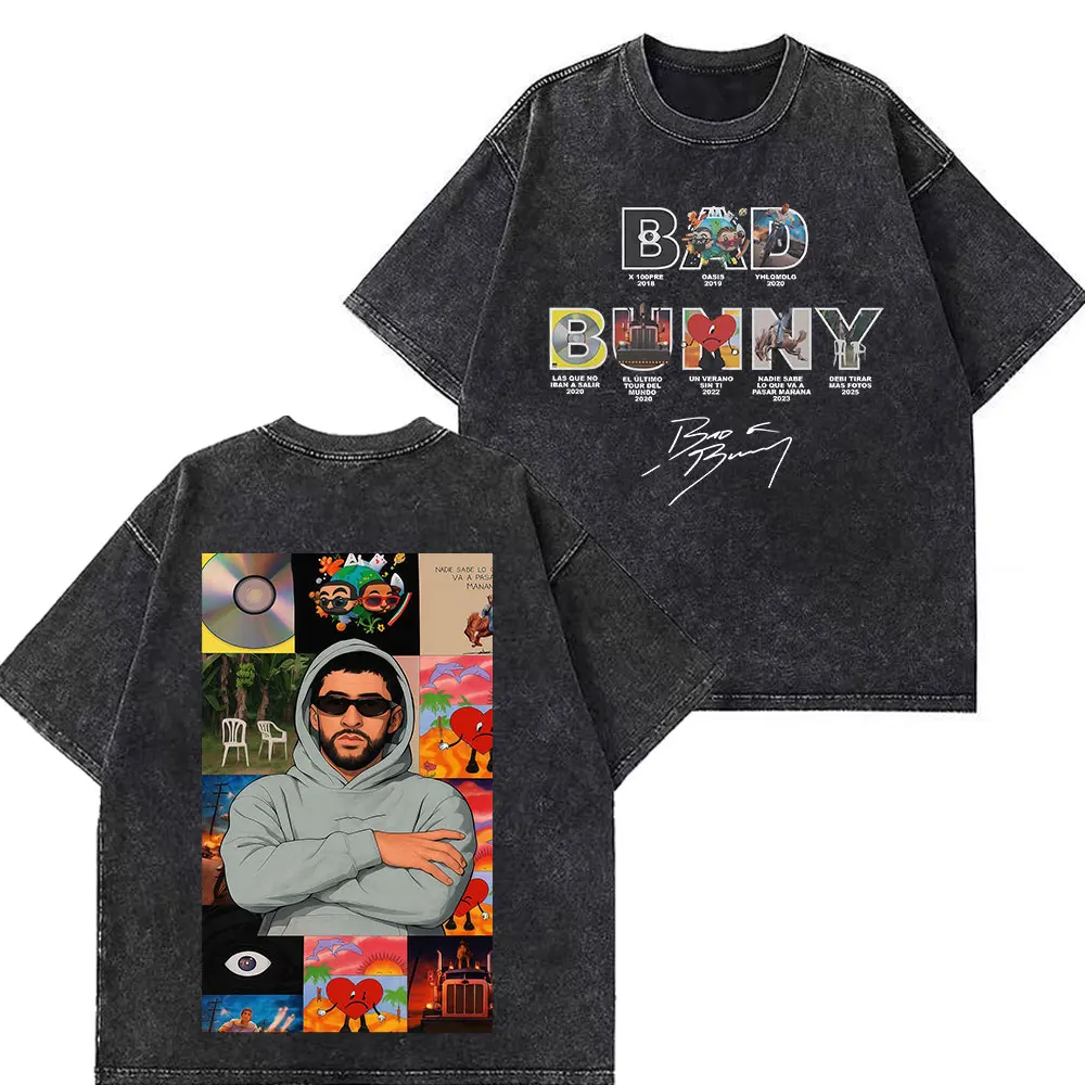 Bad Bunny Tour 2026 Black Cotton T-Shirt Men Women