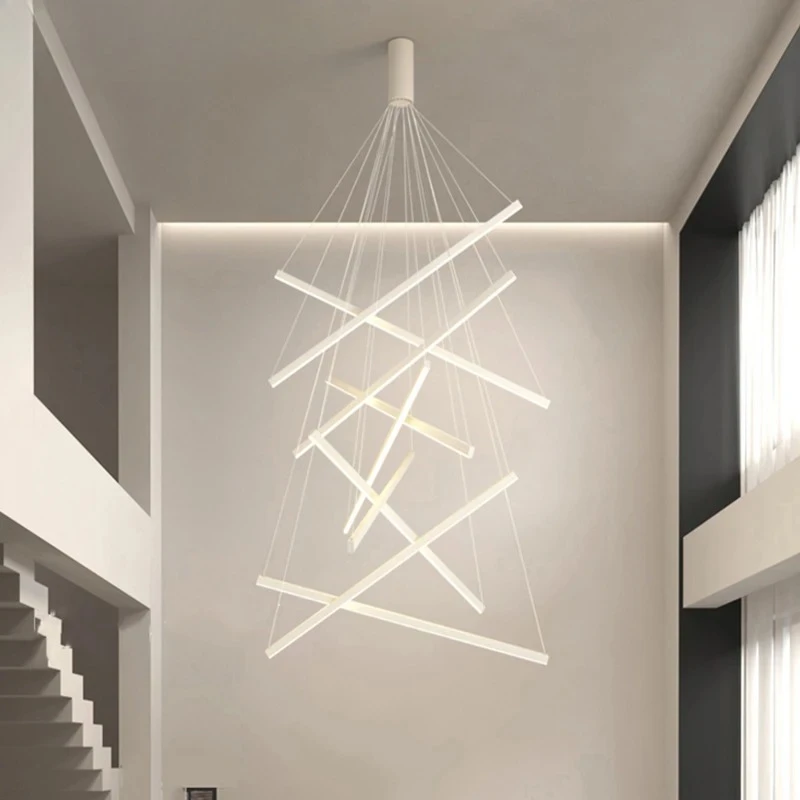

Modern LED Stair Ceiling Chandelier For Bedroom Duplex Building Hotel Home Decoration Long Indoor Living Room Lighting Fixture