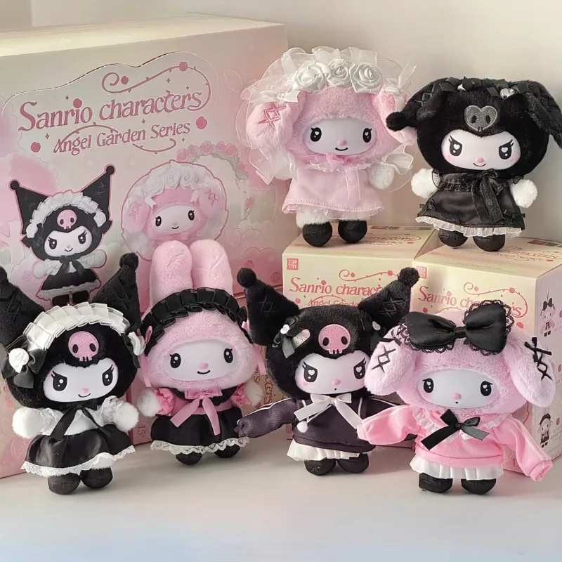 

Sanrio Characters Angel Garden Series Blind Box Vinyl Plush Dolls Kawaii Kuromi Melody Bag Charm Pendants Girls Gift