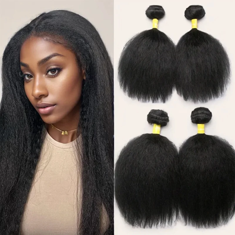 Honeys Short Synthetic Yaki Straight Crochet Hair Kinky Straight Fake Hair Extensions Ombre Braiding Hair Bundles For Women