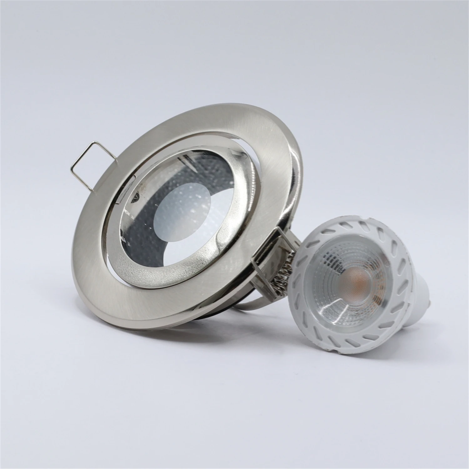 Satin Nickel Invólucro Luz De Teto, Suporte Da Lâmpada, Spotlight, embutido Downlight, Iluminação Nórdica, GU10, MR16, GU5.3